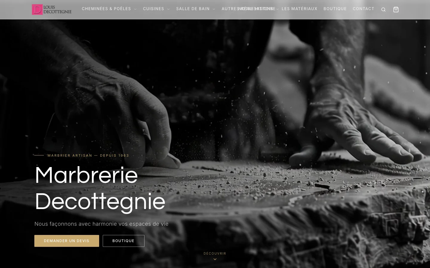 Marbrerie Decottegnie — vue desktop