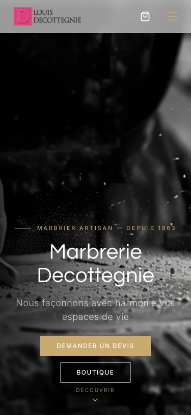 Marbrerie Decottegnie — vue mobile